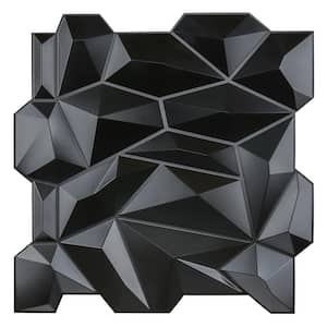 Diamond Design 19.7 in. x 19.7 in. PVC 3D Seamless Wall Panel in Black for Interior Decoration (12-Panels)