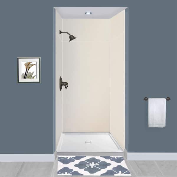 Transolid Expressions 36 in. x 36 in. x 96 in. 4-Piece Easy Up Adhesive Alcove Shower Wall Surround in Cameo
