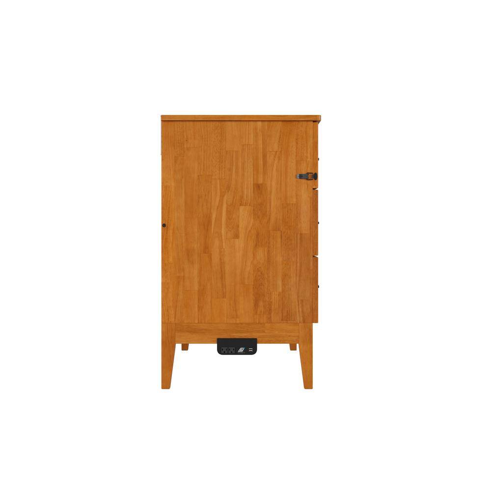 Santa Fe Light Toffee Twin Wood Murphy Bed Chest with Mattress and Charger