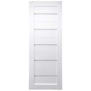 24 in. X 80 in. Tampa White Prefinished Milky PC Glass 5-Lite Solid Core Wood Interior Door Slab No Bore
