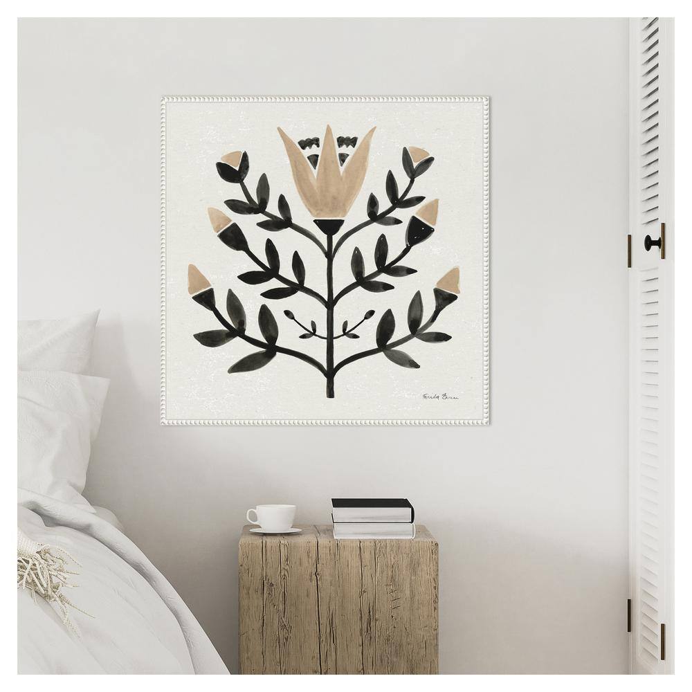 Beaded Perimeter Botanic-Inspired Canvas Tapestry