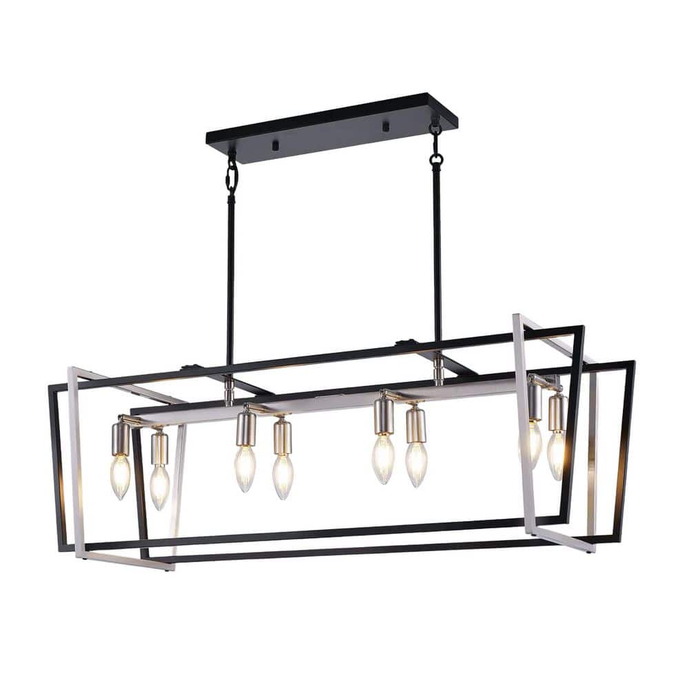 Timberlandlines 8-Light Black Finish Industrial Rectangle Chandeliers for kitchen island with No Bulbs included price history on PriceWatchPro