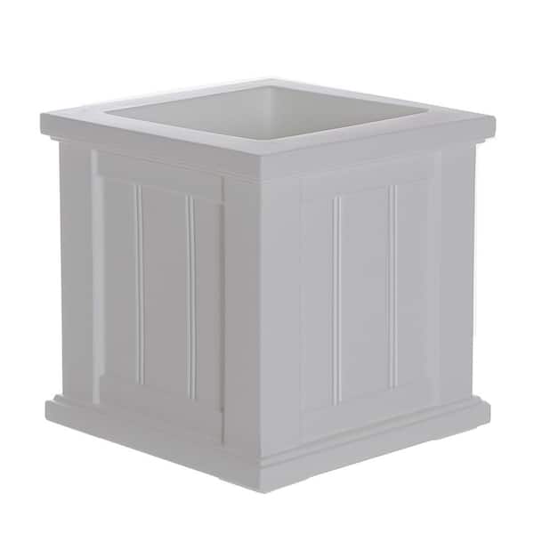 Mayne Cape Cod 14 in. Square Self-Watering White Polyethylene Planter