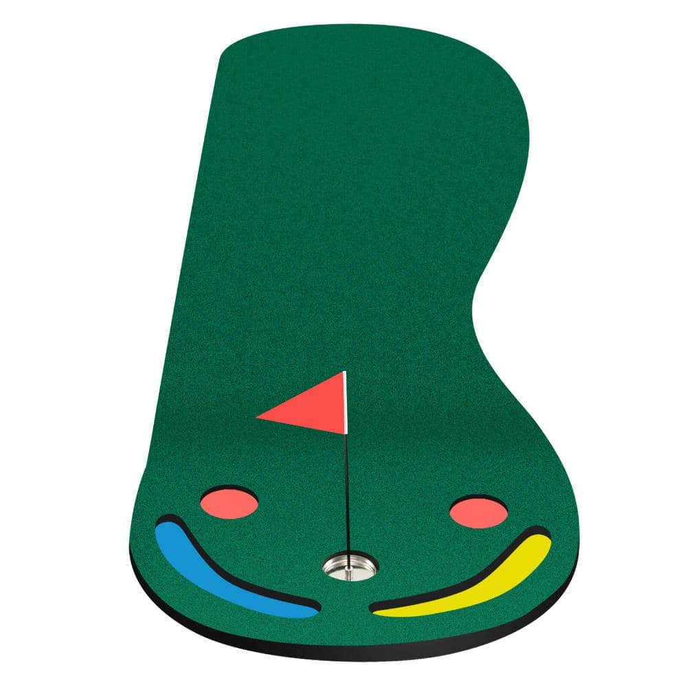 Golf Putting Green Mat 9.8 x 3 ft. Par 3 Training 3 Cup Cutouts 2 Hazards 5 lb. Flag 5 Hole Covers Indoor Outdoor price history on PriceWatchPro