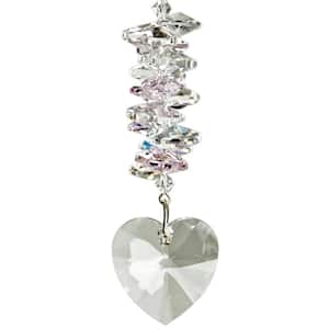 Woodstock Rainbow Makers Collection, Crystal Heart Cascade, 4 in. Rose Crystal Suncatcher CCHR