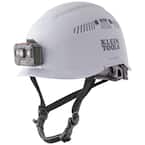 Safety Helmet, Vented-Class C, with Rechargeable Headlamp, White