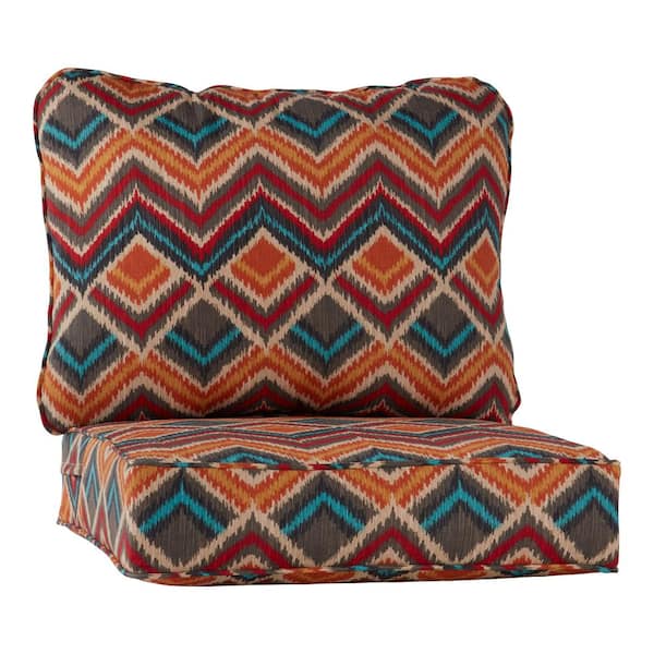 Greendale Home Fashions 24 in. x 24 in. 2-Piece Outdoor Deep Seat Lounge Chair Cushion in Surreal Chevron