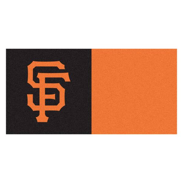 FANMATS San Francisco Giants Black Residential 18 in. x 18 in. Peel and Stick Carpet Tile (20 Tiles/Case) 45 sq. ft.
