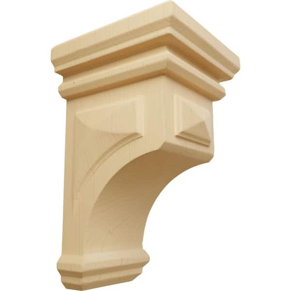 Ekena Millwork 3-1/2 in. x 6 in. x 3-3/4 in. Alder Mini Woodruff Wood Corbel