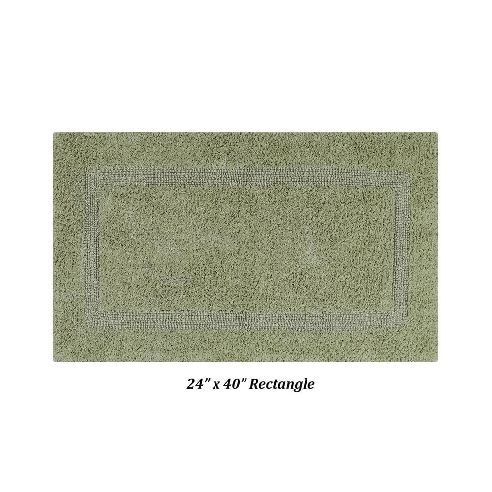 Luxurious Sage Green Cotton Tufted Reversible Bath Rug Set