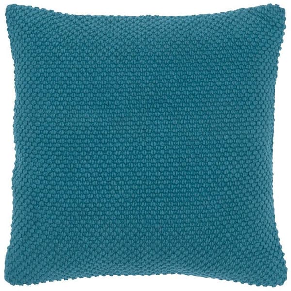 Teal Solid Polyester 20 in. x 20 in. Throw Pillow