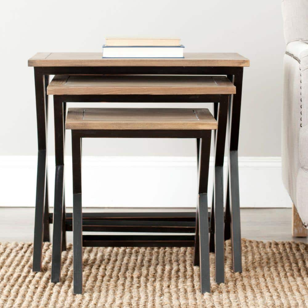 Jack Black and Oak Rectangular Stacking Tray Tables