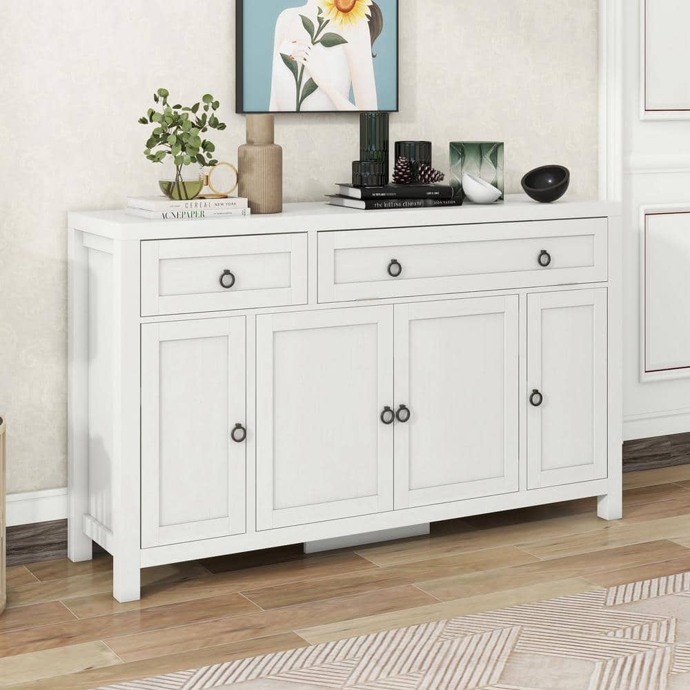 Reviews for Harper & Bright Designs Antique White Wood Top 59.1 in