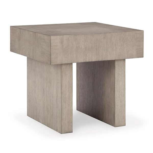 Signature DESIGN BY ASHLEY Jorlaina 26 in. Brown Square Wood End Table with Pedestal