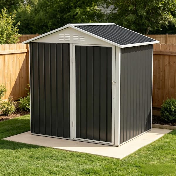 5 ft. W x 4 ft. D Metal Storage Shed Outdoor Garden Shed with Door and Vents in Grey (20 sq. ft.)