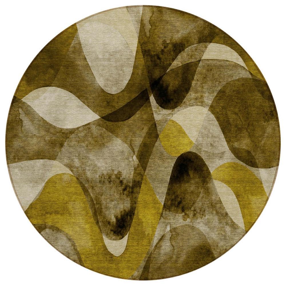 Coffee 8 ft. Round Woven Abstract Polyester Round Indoor/Outdoor Area Rug price history on PriceWatchPro