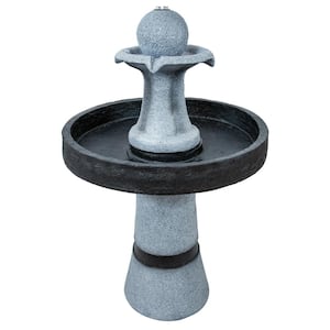 29.5 in. Contemporary Cascade 2-Tone Outdoor Water Fountain with Light