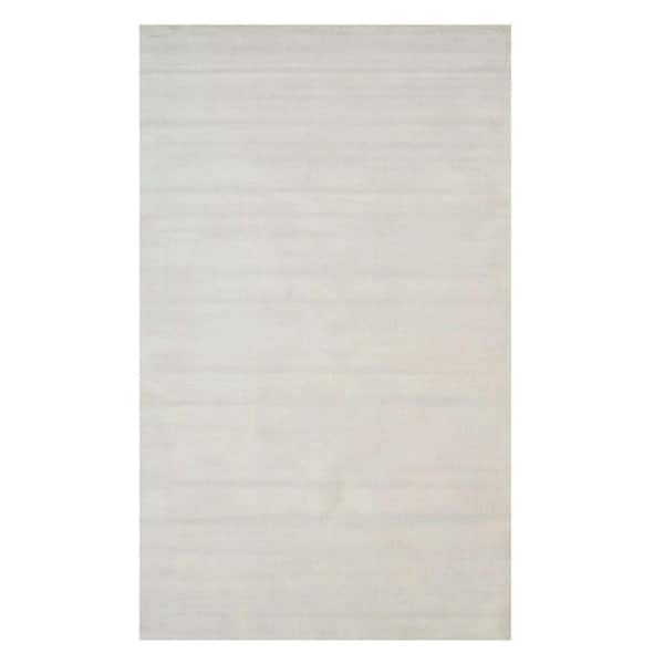 Ivory 5 ft. x 8 ft. Handmade Viscose Contemporary Random-cut Pile Area Rug