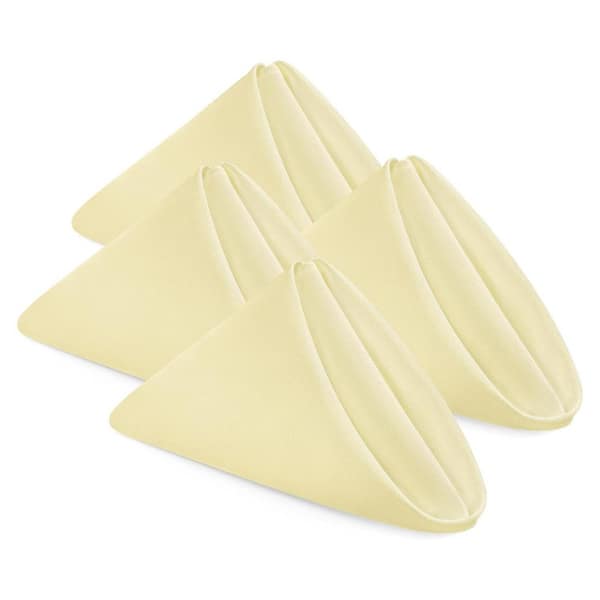 Afoxsos 24 Pack Cloth Napkins 17 in. W x 17 in. H, 100% Polyester Hemmed Edges, Washable and Reusable Ideal for Parties in Ivory