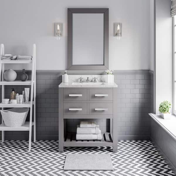 Water Creation 30 in. W x 21.5 in. D x 34 in. H Vanity in Cashmere Grey with Marble Vanity Top in Carrara White