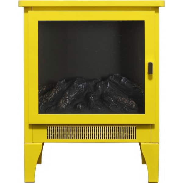 14 in. W 3-sided Freestanding Electric Fireplace Stove heater with 3D Flame Effect Remote Control in Yellow