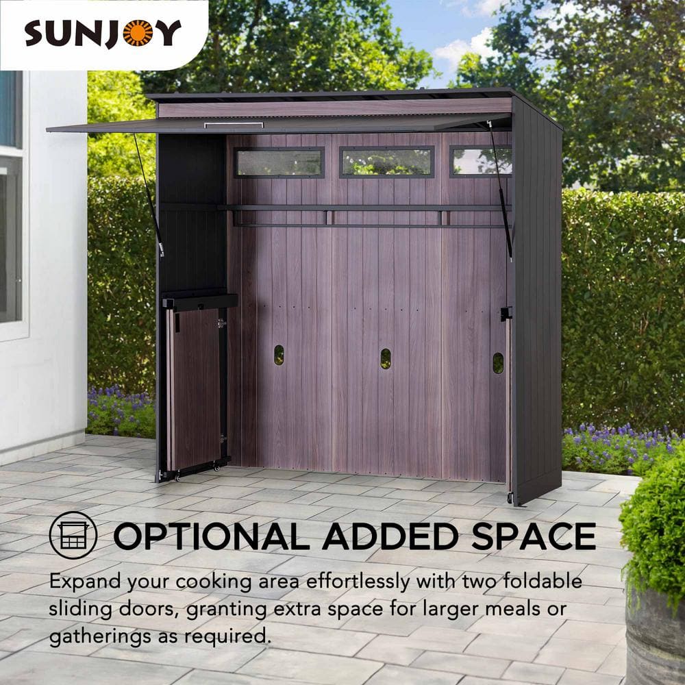 Fleetwood 7 ft. x 3 ft. Wood Grain Steel Outdoor Kitchen with Gas Springs