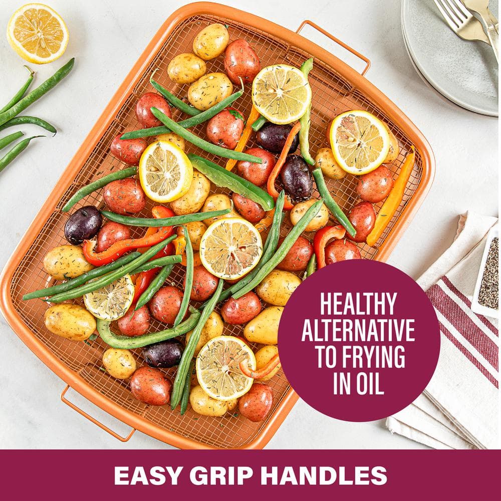 Gotham Steel Copper Nonstick Air Fryer Crisper Tray Set