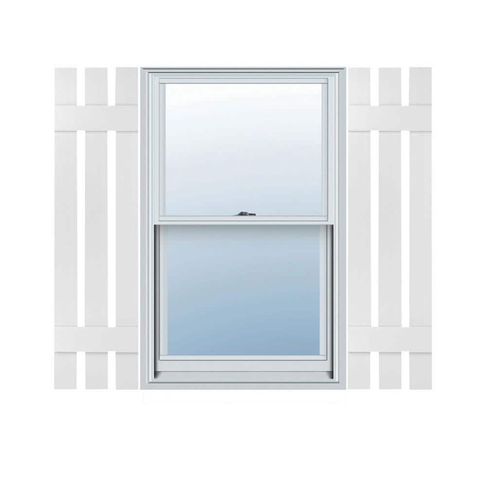 White Vinyl 48" Board-n-Batten Shutters with Hardware