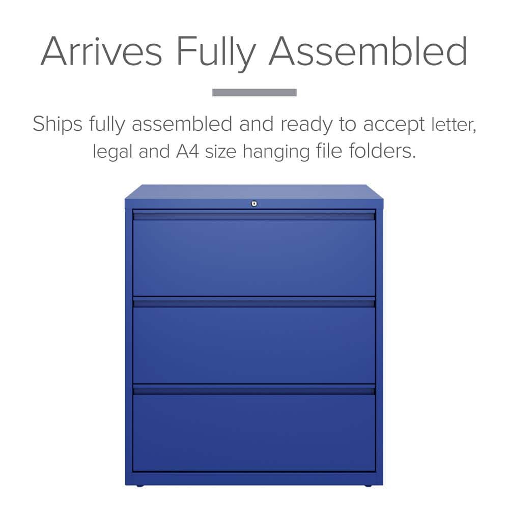 Screaming Green 36" Steel 3-Drawer Lockable Lateral Filing Cabinet