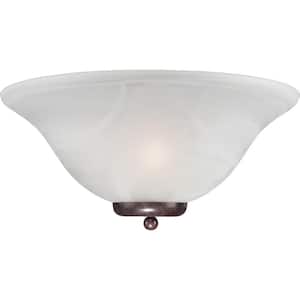 Ballerina 16 in. 1-Light Old Bronze Wall Sconce with Alabaster Glass Shade