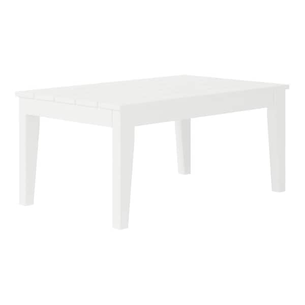 Laguna Outdoor Patio Weather Resistant Poly Plastic Rectangle Coffee Table in White