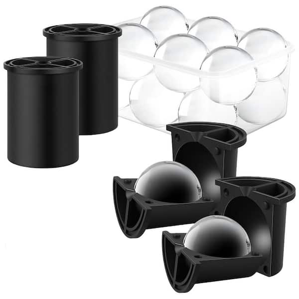 2 Pack Stainless Steel and Silicone Black 2.5 in. Clear Ice Cube Maker Ice Ball Maker Mold Easy-Release Sphere Ice Maker
