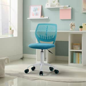 Carnation Fabric Ergonomic Swivel Task Chair in Aquamarine with Adjustable Height and Breathable Back Support for Teens