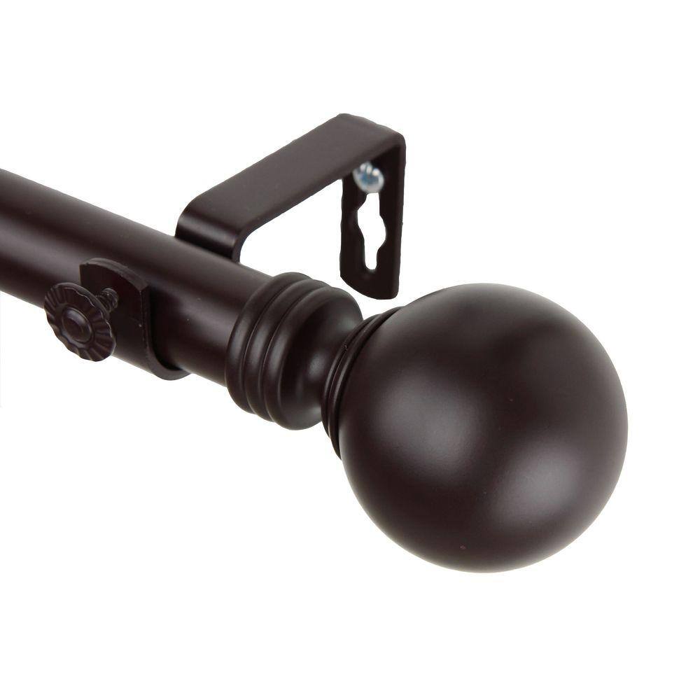 Globe 1-Inch Steel Curtain Pole with Turned Bases