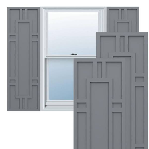 Ekena Millwork True Fit PVC 12 in. W x 41 in. H Raised Panel Vinyl Shutters Pair in Ocean Swell