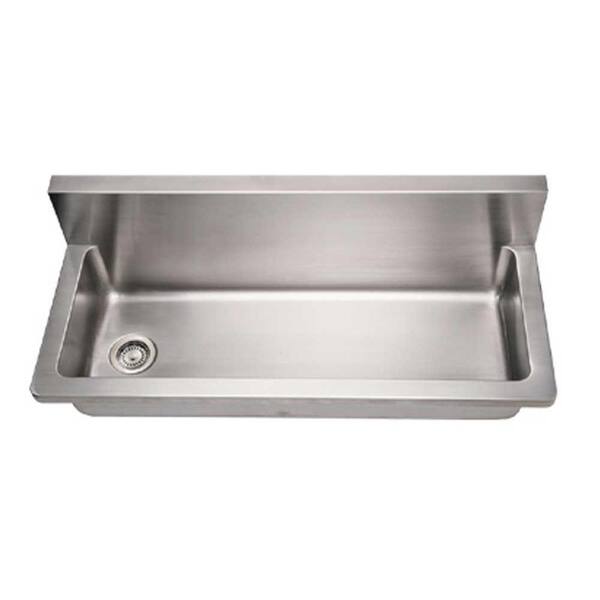 Whitehaus Collection Noah's Collection Wall Mount Brushed Stainless Steel 44 in. 0-Hole Single Bowl Kitchen Sink