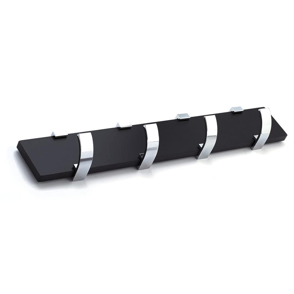 17-3/4 in. (450 mm) Black and Chrome Contemporary Hook Rack
