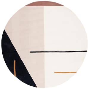 Fifth Avenue Ivory/Black 6 ft. x 6 ft. Abstract Geometric Round Area Rug