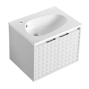 Yunus 24 in. W x 18 in. D x 18 in. H Single Sink Floating Bath Vanity in White with White Cultured Marble Top