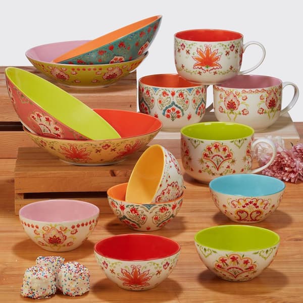 Certified International Francesca 28 oz. Assorted Colors Porcelain Beverage  Mugs (Set of 4) 28835SET4