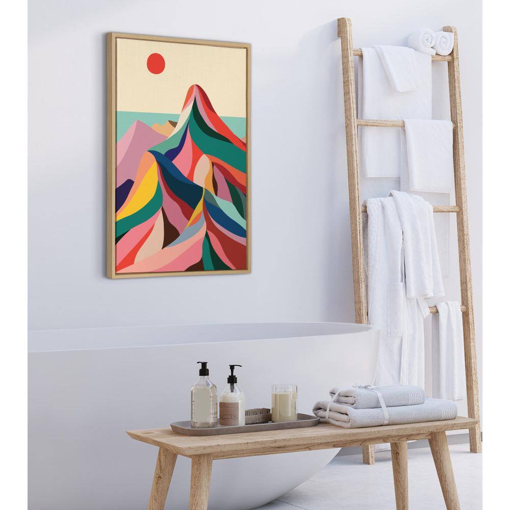 Colorful Abstract Landscape Canvas Print with Natural Frame, 23x33