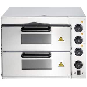 Electric Pizza Oven 14 in. Double Deck Layer 1950-Watt Toaster Oven Countertop Pizza Maker, Stainless Steel Silver