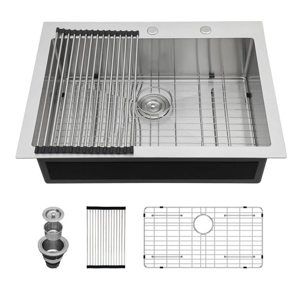 30 in. x 22 in. Drop-In Stainless Steel 16-Gauge Single Bowl Topmount Kitchen Sink with Bottom Grid price history on PriceWatchPro