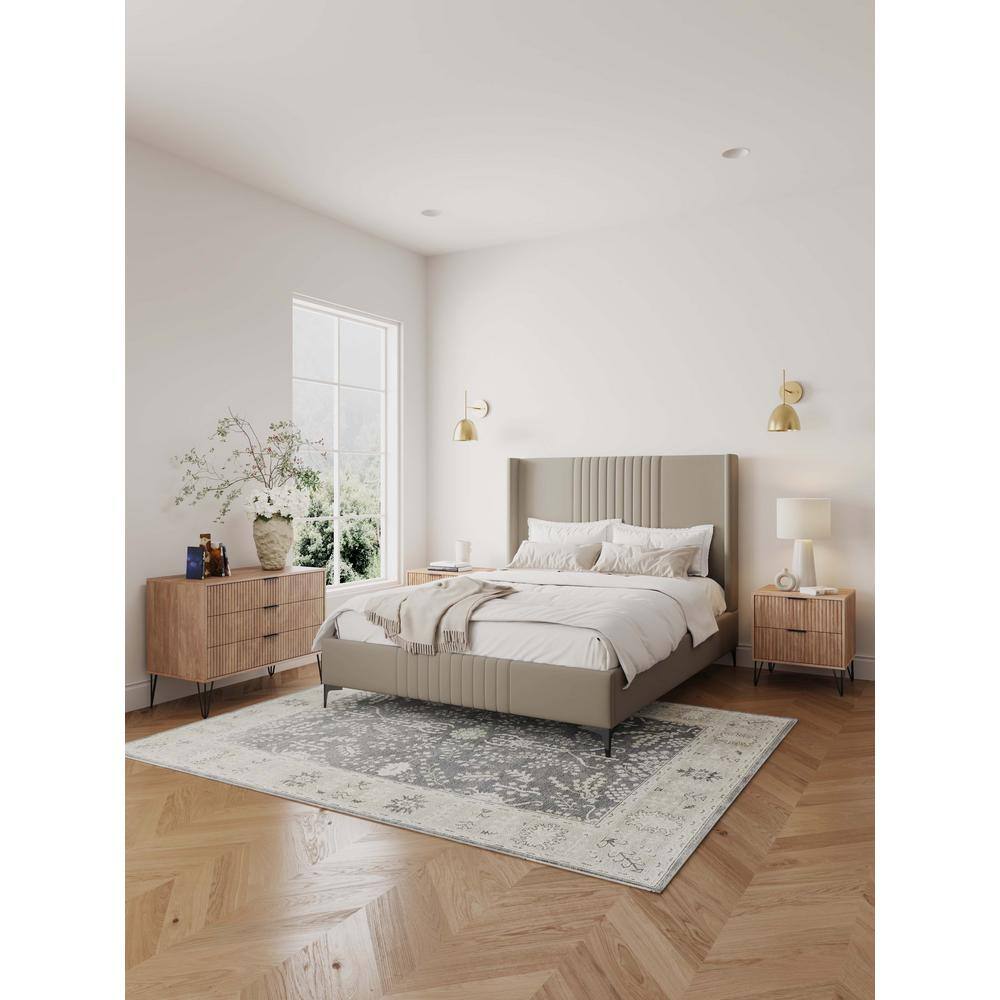 Manhattan Comfort DUMBO Golden Brown 2-Piece Modern 2-Drawer 20.07 in. Nightstand and 3-Drawer 35.19 in. Standard Dresser Set