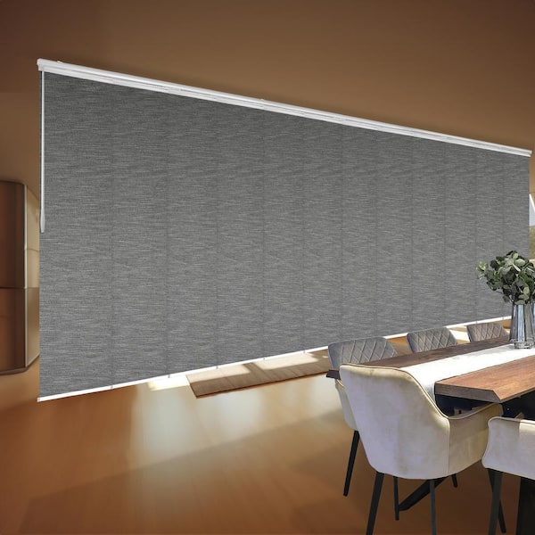 EMOH Heather 140 in. - 260 in. W x 94 in. L Adjustable 12-Panel White Double Rail Panel Track with 23.5 in. Slates