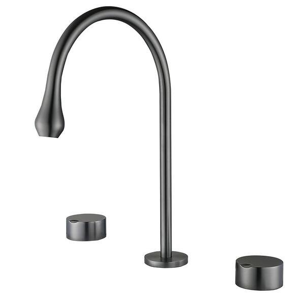 Miscool Gay 13.18 in. H 8 in. Widespread Double Handle Bathroom Faucet in Lead Gray