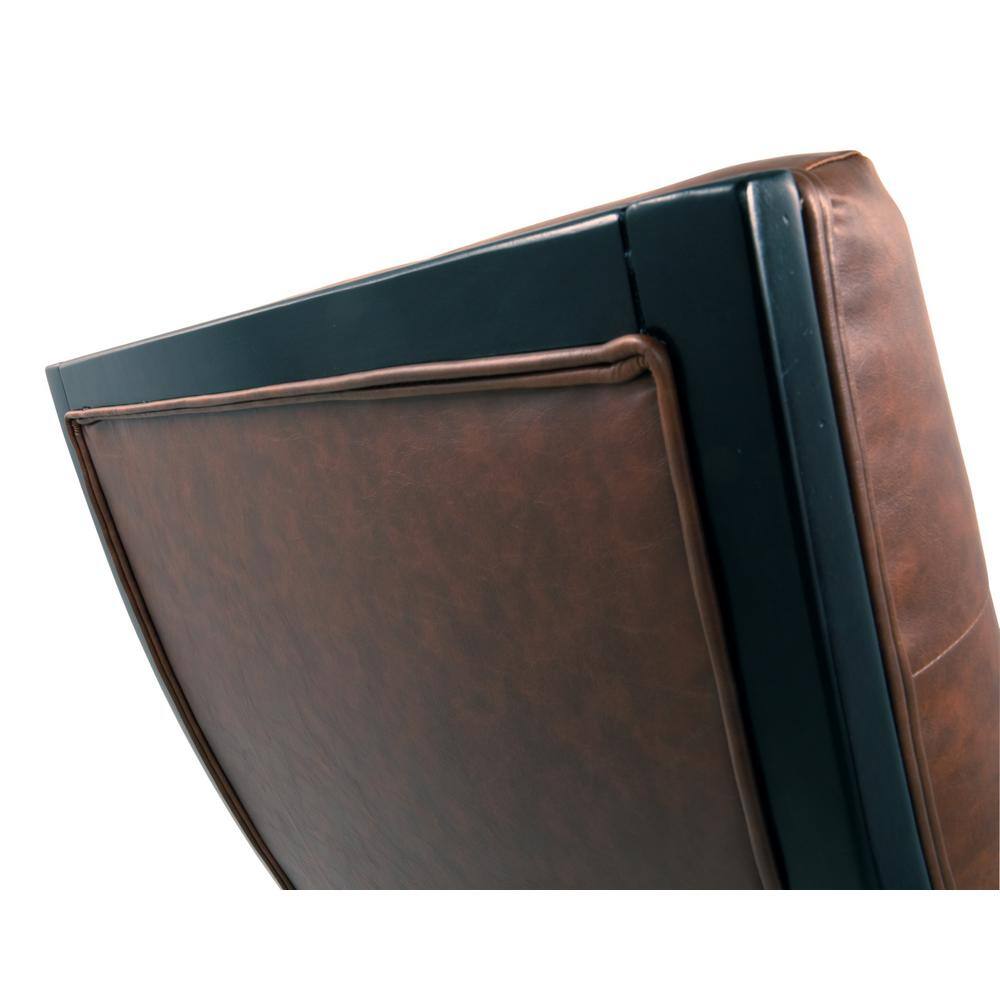 Traditional Brown Faux Leather and Wood Accent Chair