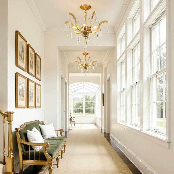 TOZING 20 in. Modern Gold Sputnik Matte Semi-Flush Mount Ceiling