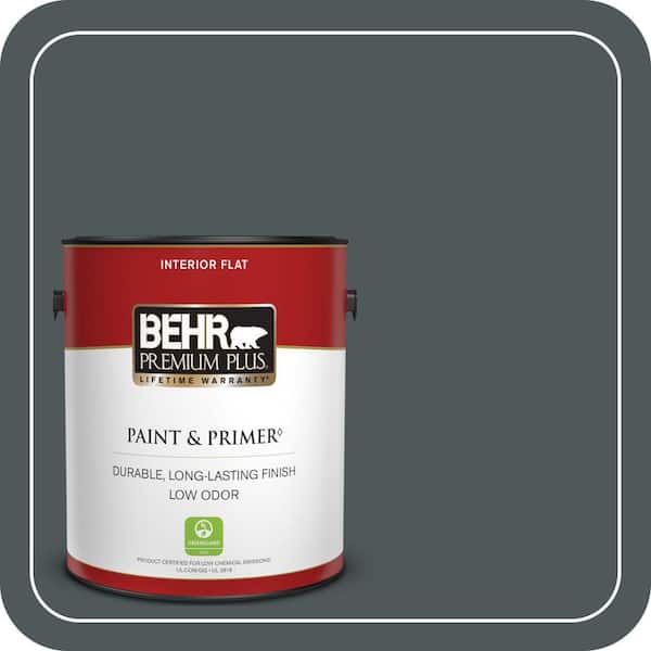 BEHR PREMIUM PLUS 1 gal. #N440-7 Midnight in NY Flat Low Odor Interior Paint & Primer