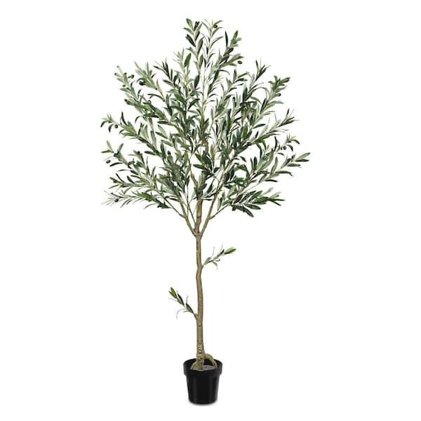 6 ft. Artificial Olive Tree Faux Plant Faux Olive Silk Tree Realistic Leaves and Fruits for Indoor and Outdoor Decor
